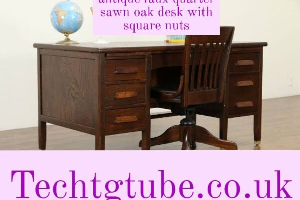 antique faux quarter sawn oak desk with square nuts